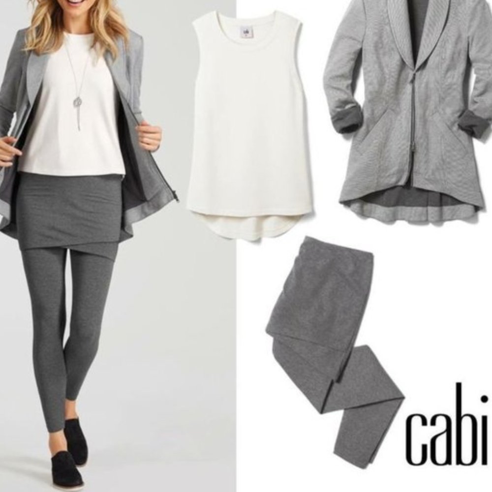 NWT | Cabi 3856 M'Leggings with Skirt Stone Gray #3856
